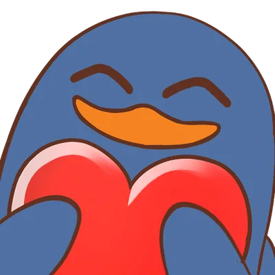 Le pingouin serre un gros cœur rouge contre lui.
