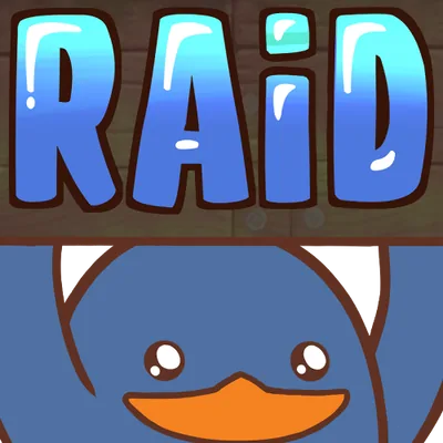 Le pingouin sous le mot RAID en lettres bleues.